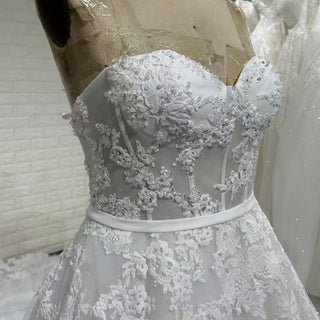 Elegant A-line Wedding Dress with Sweetheart Neckline and Long Train