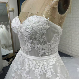 Elegant A-line Wedding Dress with Sweetheart Neckline and Long Train