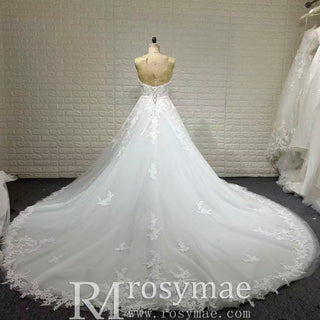 Elegant A-line Wedding Dress with Sweetheart Neckline and Long Train