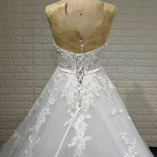 Elegant A-line Wedding Dress with Sweetheart Neckline and Long Train