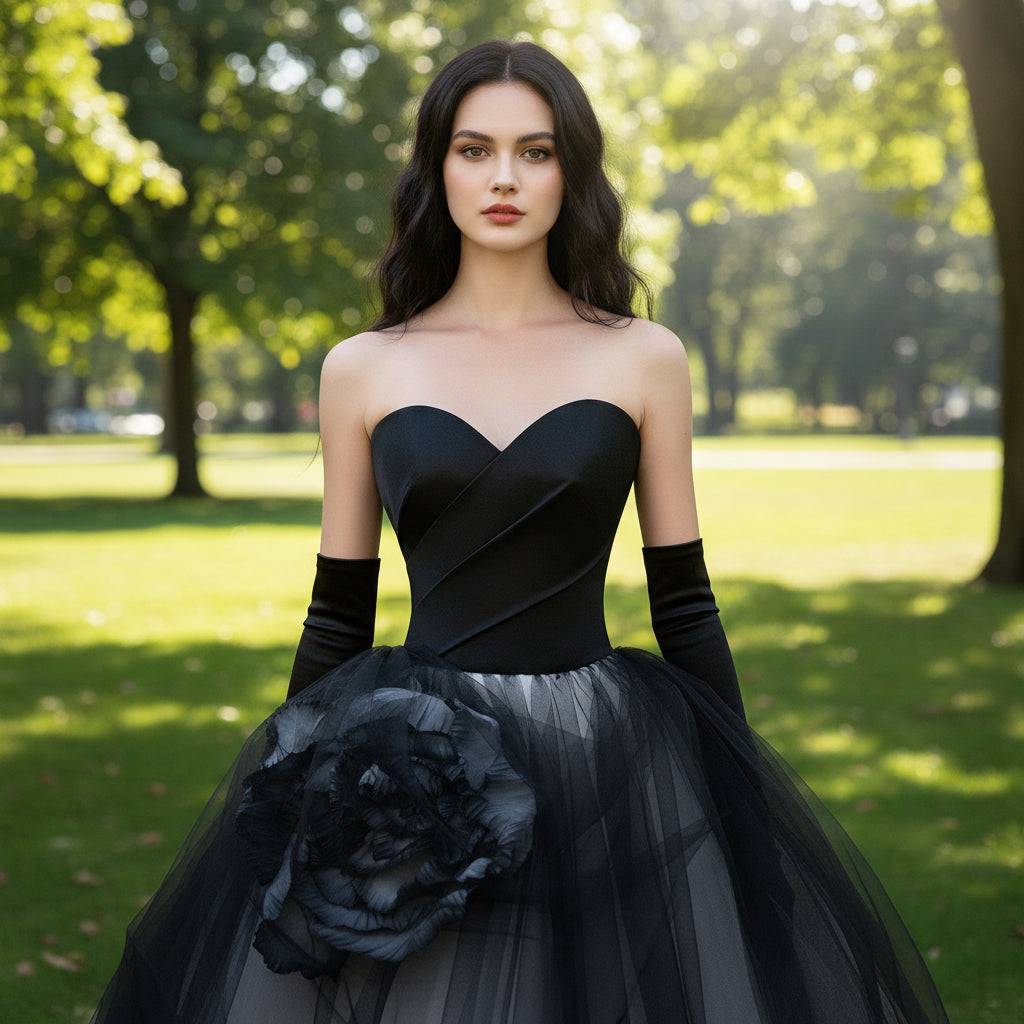 Ball Gown Black and White Wedding Dress with Sweetheart Neck Black and White / 6 Ball Gown Black and White Wedding Dress with Sweetheart Neck Black and White / 6