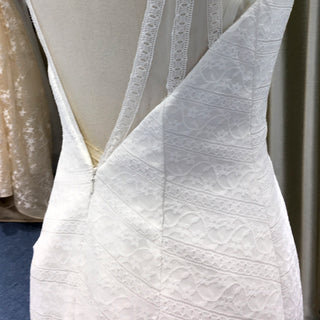 Backless Full Lace A-line Wedding Dress with Illusion V-neckline