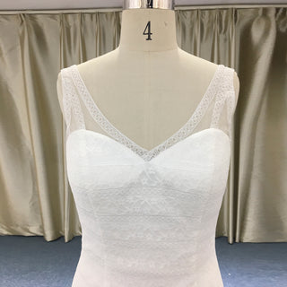 Backless Full Lace A-line Wedding Dress with Illusion V-neckline