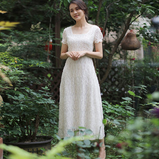 Classic A-line Intricate Lace Wedding Dress with Square Neckline