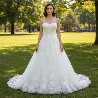 Vintage A-Line Strapless Sweetheart Neck Wedding Dress