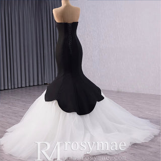 White & Black Sweetheart Bridal Gown Mermaid Wedding Dress White & Black / 26W White & Black Sweetheart Bridal Gown Mermaid Wedding Dress White & Black / 26W