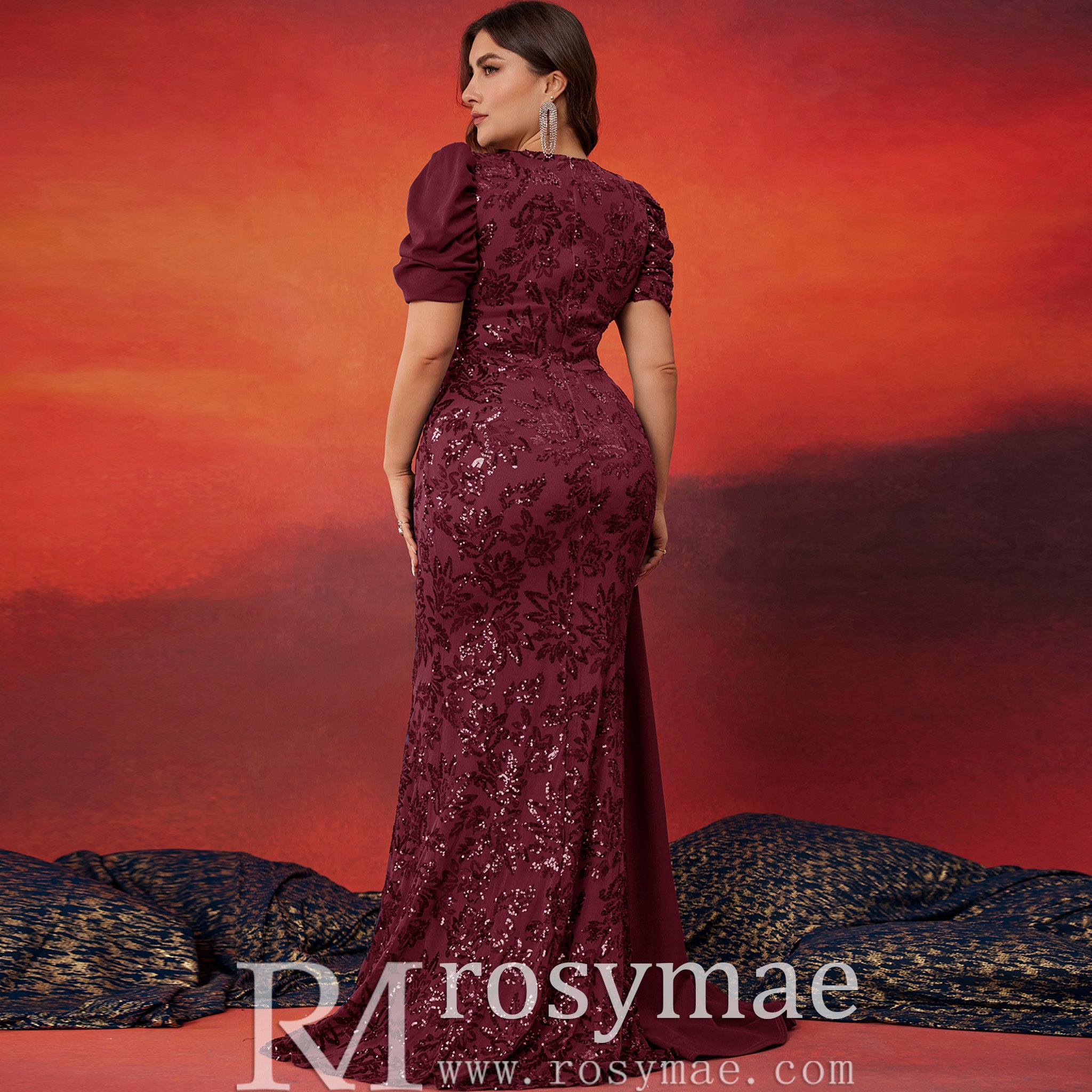 Classic Trendy Short Sleeve Plus Size Mermaid Dresses for Evening Part Rosymae Classic Trendy Short Sleeve Plus Size Mermaid Dresses for Evening Part Rosymae