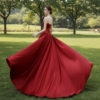 Elegant Wine Red Evening Dress Leg Split Sequins Formal Prom Dress