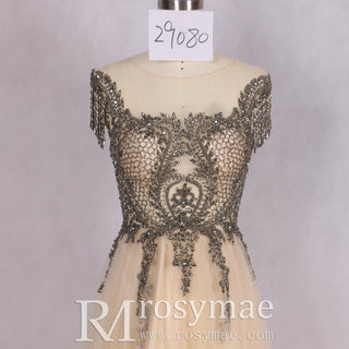 Women A Line Champagne Evening Dress for Wedding - Rosymae
