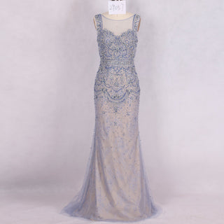 Women Light Blue Evening Dress Mermaid Prom Party Gown - Rosymae