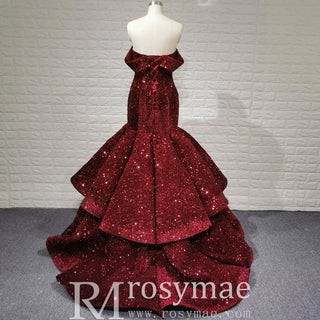 Women Maxi Off the Shoulder Sequin Prom Dress Evening Gown - Rosymae
