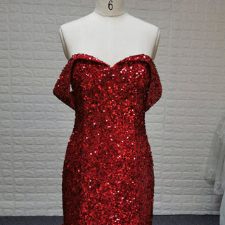 Women Maxi Off the Shoulder Sequin Prom Dress Evening Gown - Rosymae