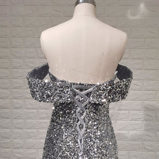 Women Maxi Off the Shoulder Sequin Prom Dress Evening Gown - Rosymae