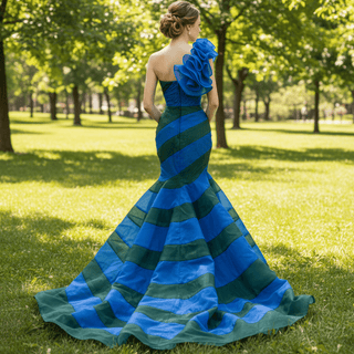 Women One Shoulder Mermaid Trumpet Prom Dress Formal Party Gown - Rosymae