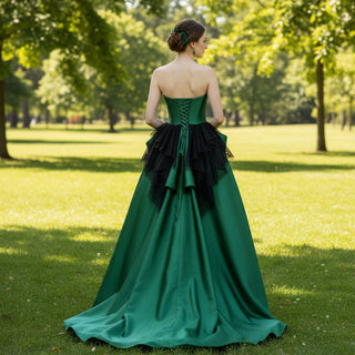 Women Taffeta Strapless Party Dress Ball Gown Ruffle Prom Gown - Rosymae