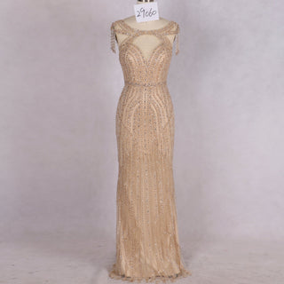 Women's Long Champagne Prom Dresses Evening Gowns - Rosymae