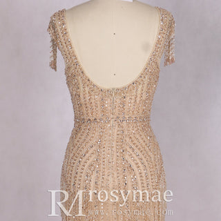 Women's Long Champagne Prom Dresses Evening Gowns - Rosymae