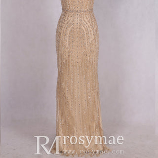 Women's Long Champagne Prom Dresses Evening Gowns - Rosymae