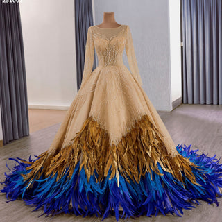 Women's Long Sleeve Dresses & Formal Gowns with Feathers - Rosymae