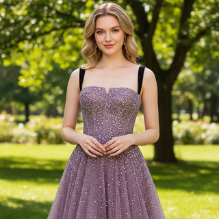 Women's Purple Formal Dresses & Evening Gowns with Strapy - Rosymae