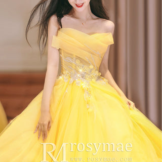 Trendy Yellow Knee Length Dresses for Women with Floral & Sequins