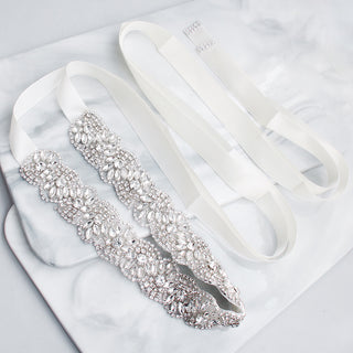Silver Rhinestone Waist Belts for Wedding Dresses