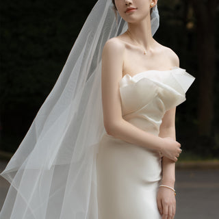 Asymmetrical Neck Mermaid Bridal Gown Wedding Dress