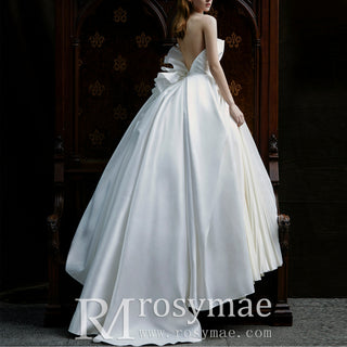 Asymmetrical Neckline Wedding Dresses with Ruffle and Ruching