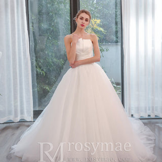 Ball-Gown-Strapless-Chapel-Train-Lace-Tulle-Wedding-Dress