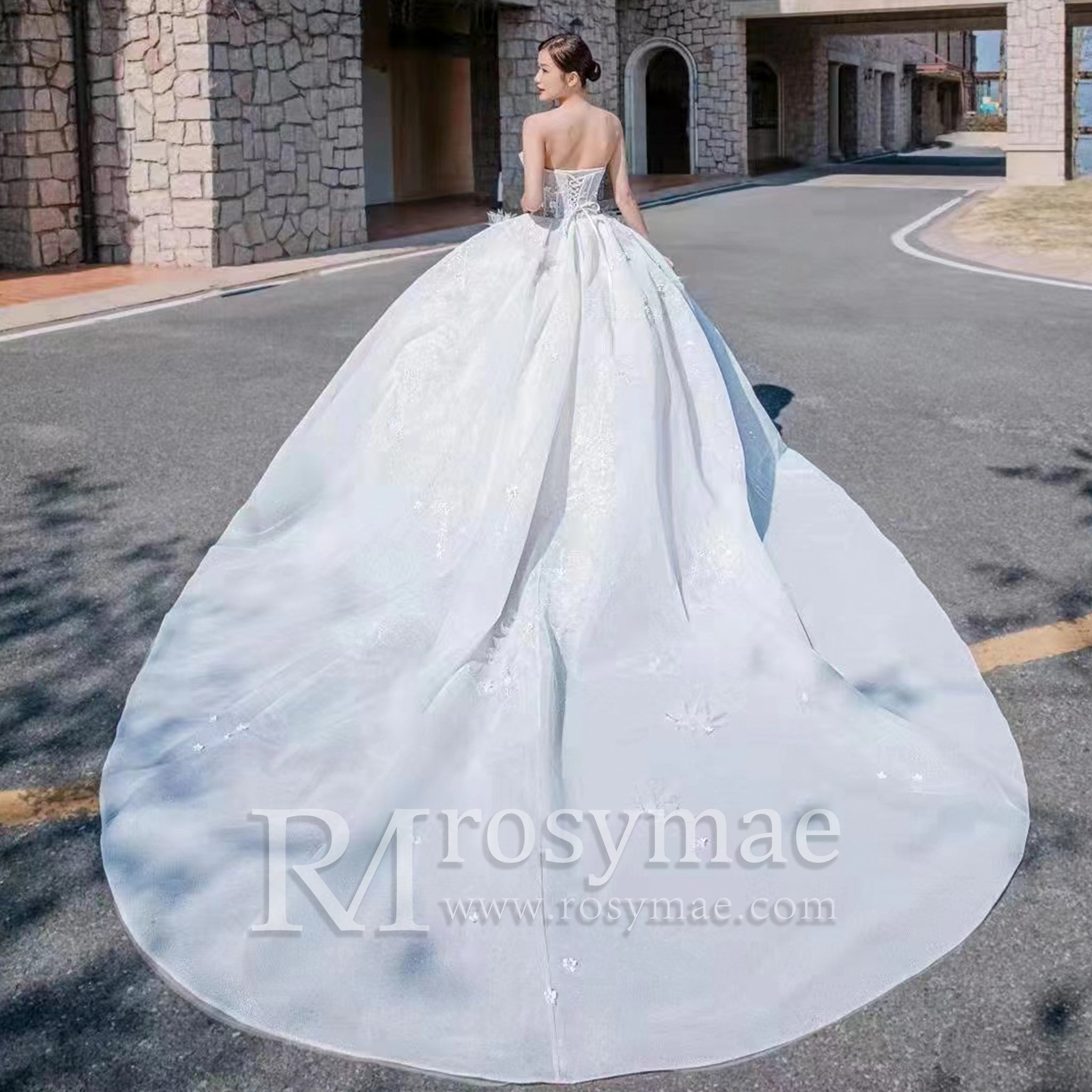 Big Puffy Skirt Ball Gown Strapless Wedding Dresses for Outdoor Big Puffy Skirt Ball Gown Strapless Wedding Dresses for Outdoor