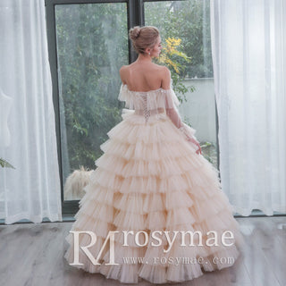 Boho-bridal-dress-Ruffle-Tulle-Skirt