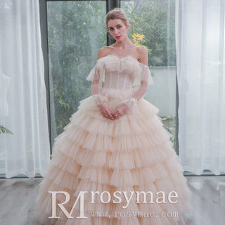 Boho-bridal-dresses-Ruffle-Tulle-Skirt