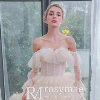 Boho-bridal-gown-Ruffle-Tulle-Skirt