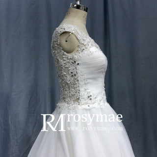 Cap Sleeve Tulle Wedding Dress