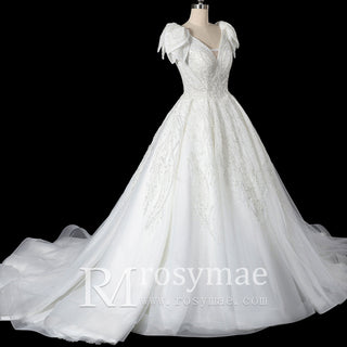 Gorgeous Sparkly Ballgown Cap Sleeve Wedding Dresses