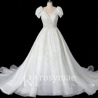 Gorgeous Sparkly Ballgown Cap Sleeve Wedding Dresses
