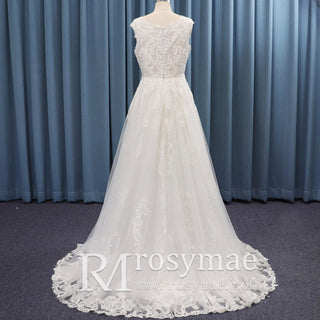Cap Sleeve Illusion Lace A-line Bridal Wedding Dresses