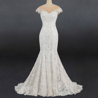 2 in 1 Cap Sleeve Mermaid Lace Wedding Dress Vintage