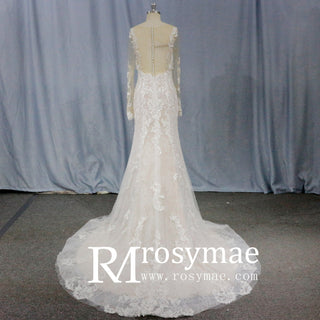 Off Shoulder Long Sleeve Lace Mermaid Wedding Dress