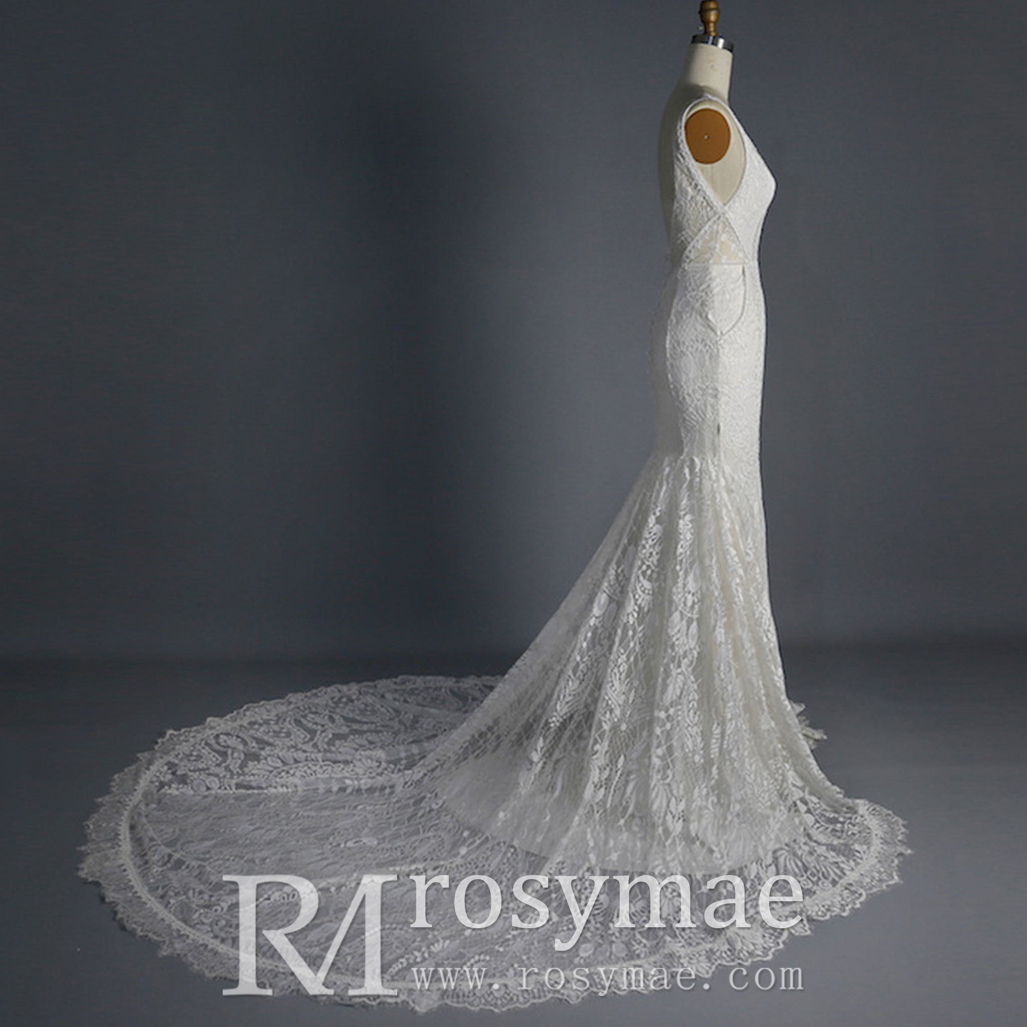 Fit and Flare Lace Wedding Dresses Mermaid Bridal Gowns with Train White / 18W Fit and Flare Lace Wedding Dresses Mermaid Bridal Gowns with Train White / 18W