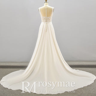 Classic A-line Sheath Wedding Dress With Scoop Neck