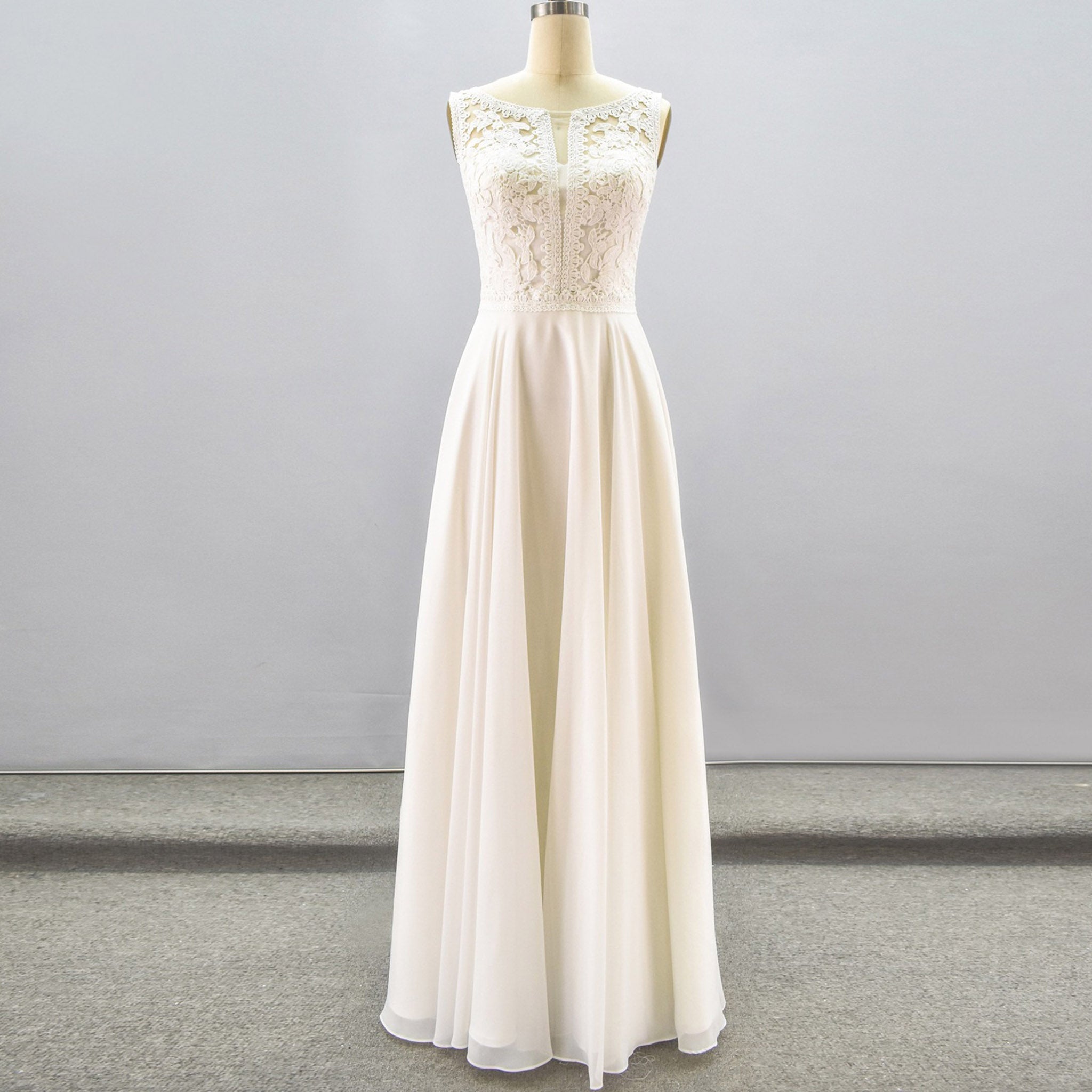 Classic A-Line Sheath Wedding Dress with Scoop Neck Ivory / 0 Classic A-Line Sheath Wedding Dress with Scoop Neck Ivory / 0