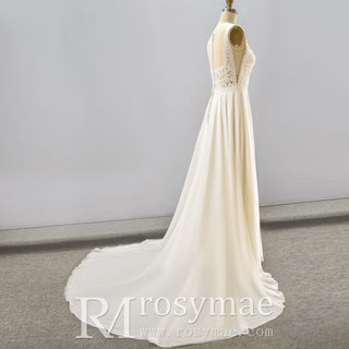 Classic A-line Sheath Wedding Dress With Scoop Neck