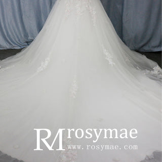 Sweetheart-Neck Half-Sleeve Tulle Lace Ball Gown Wedding Dress