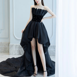 Black High Low Dresses for Women Wedding Guest Party Gowns