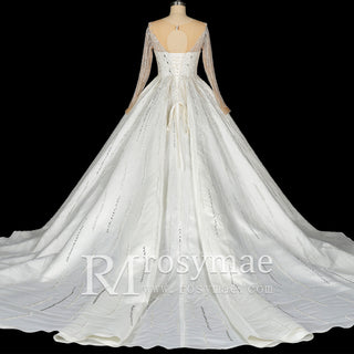 Long Sleeves Luxury Ballgown Wedding Dress with Sparkle Beaded