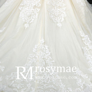 Mermaid-Chapel-Train-Tulle-Lace-Wedding-Dress-With-Beadeded