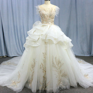 Mix-Silver-Gold-Sequin-Bridal-Wedding-Dress