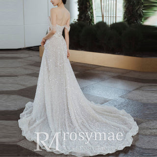 Sequin Off The Shoulder Formal Dress Bridal Wedding Gown
