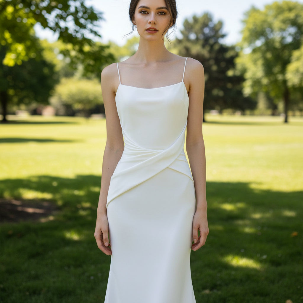 Satin Straps & Spaghetti Straps Mermaid Wedding Dress Rosymae Satin Straps & Spaghetti Straps Mermaid Wedding Dress Rosymae